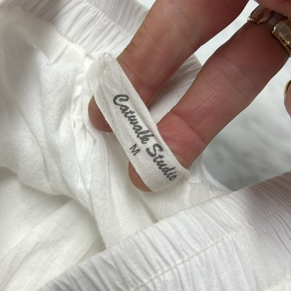 Catwalk Studio White lagenlook Bohemian Gypsy Wide Leg Flowy Pant M - Picture 7 of 9